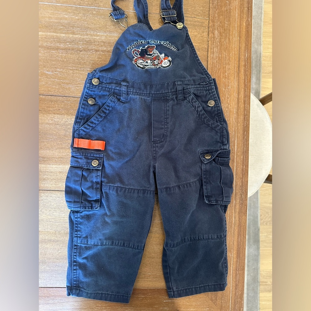 Harley-Davidson Dark Blue Kids Overalls with Embroidery